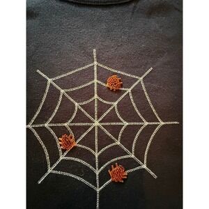Mercer Street Studio Black Halloween Spider Web Beaded Long Sleeve Top L Goth